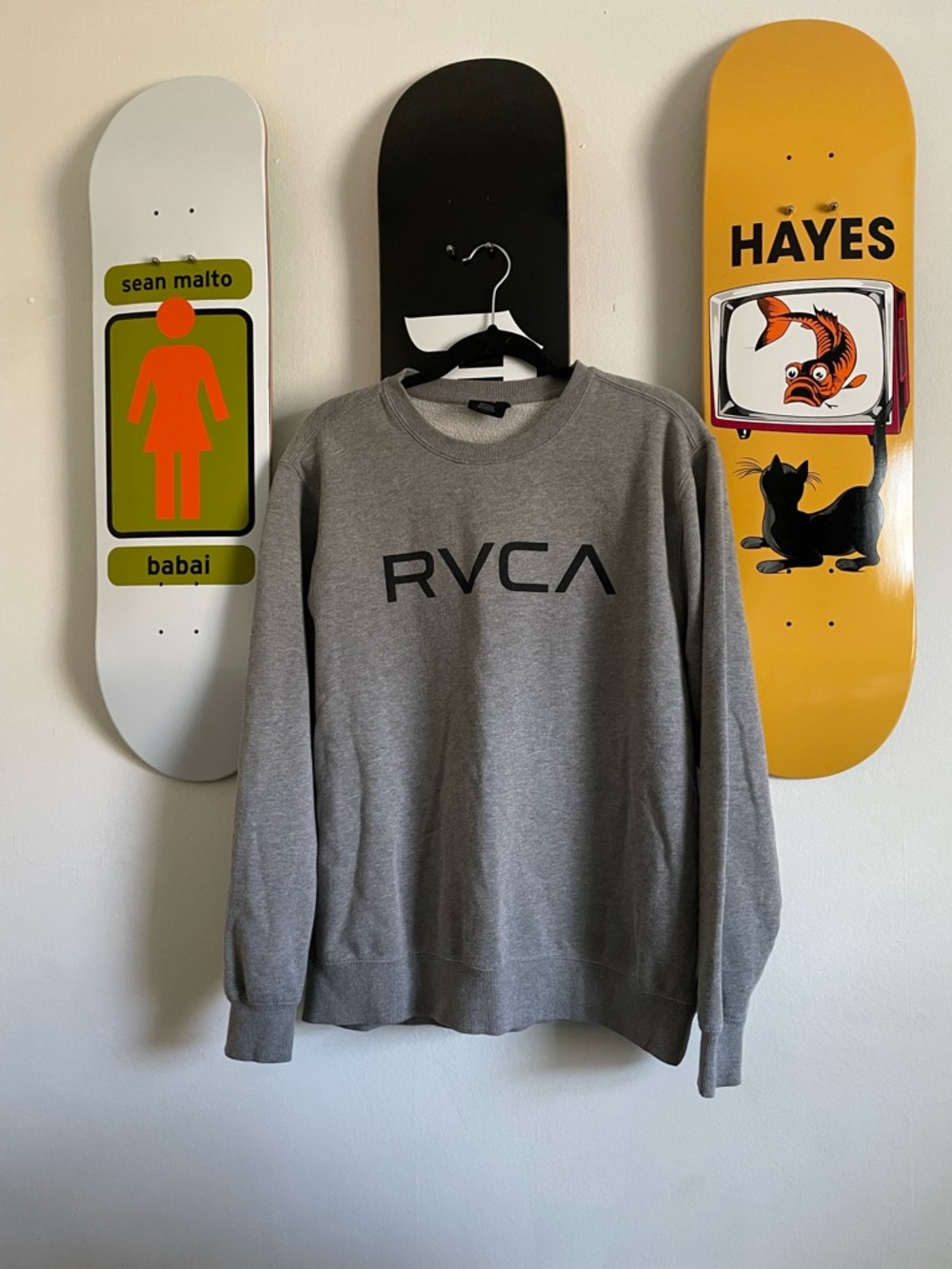 3/$15 RVCA Gray Logo Crewneck Sweatshirt